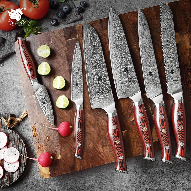

SWITYF Knives Sets VG10 68 Layers Damascus Steel Japan Cooking Tool Meat Vegetable Cutter Santoku Chef Cleaver Knife Set for Men