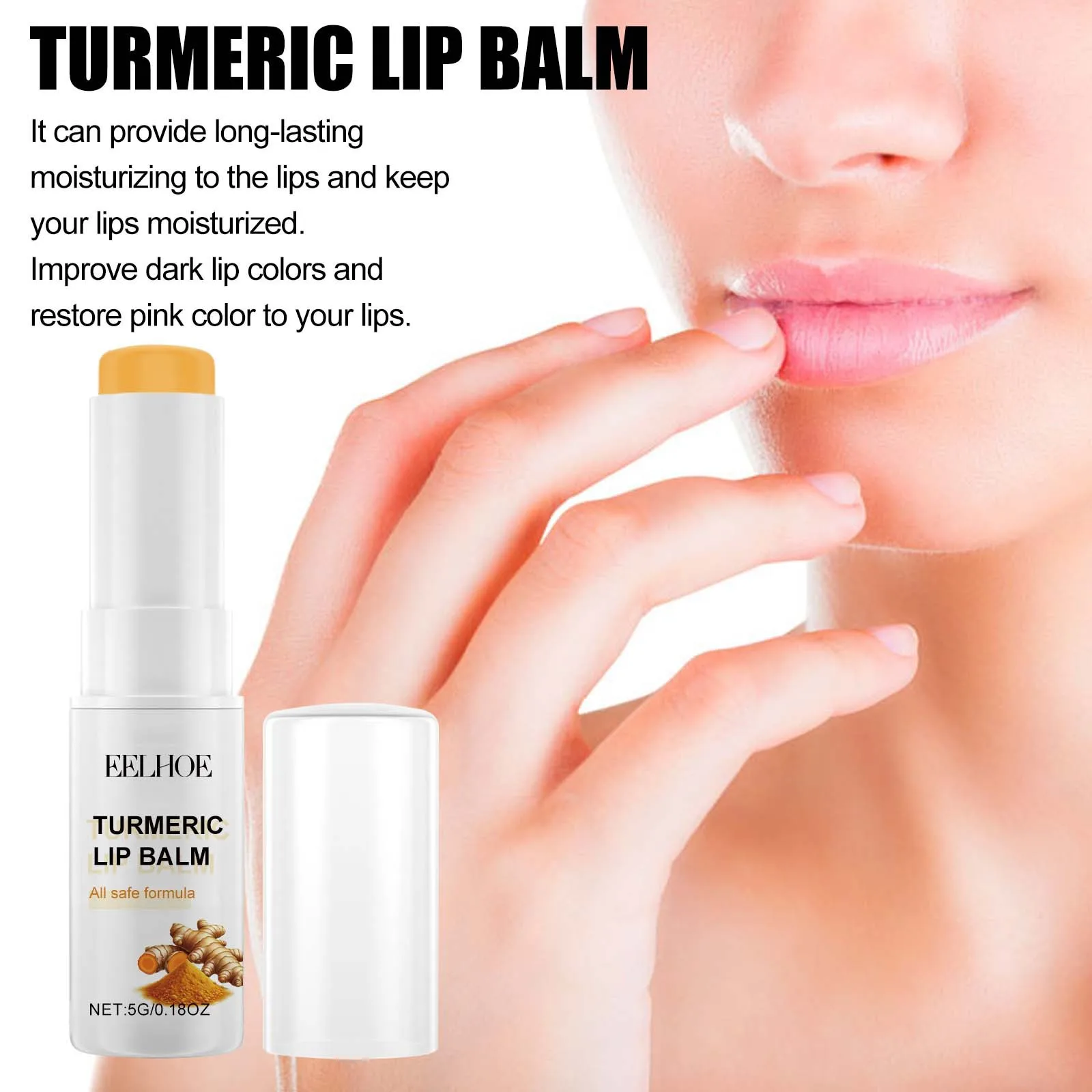 EELHOE Lip Balm for Turmeric Dark Pigmentation Remover Reduce Fine L-Ines Lightening Melanin Lip Gloss Long Lasting Cosmetics 5g 4