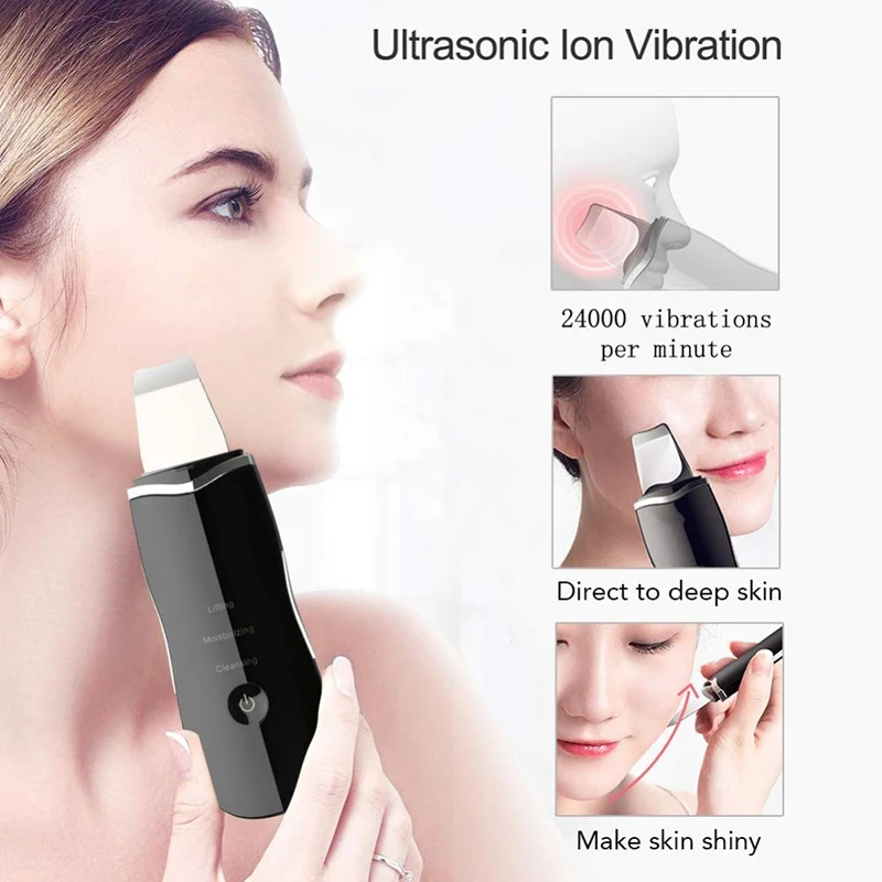 Ultrasonic Skin Scrubber Facial Deep Cleaning Acne Blackhead Remover Tools Face Peeling Shovel Facial Pore Cleaner Lift Machine