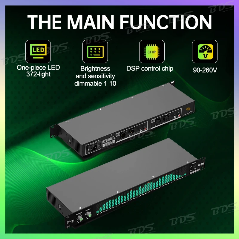 BDS 31 Segment LED Audio Visualizer with Voice Control-Music Spectrum Analyzer Rhythm Light, Full Color Display Studio Equipme