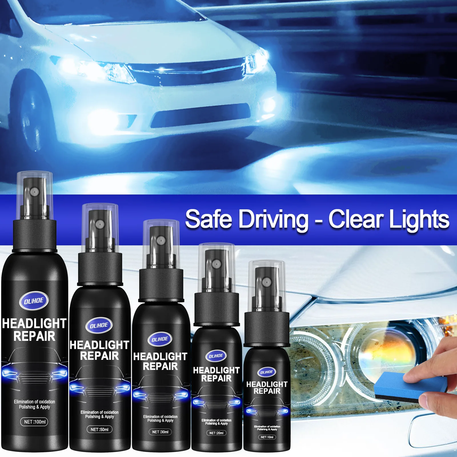 Car Headlight Restoration Kit Brightening Cleaning Headlight Restoration  Lens Polisher Cleaning Paste Refurbish Tool For - AliExpress
