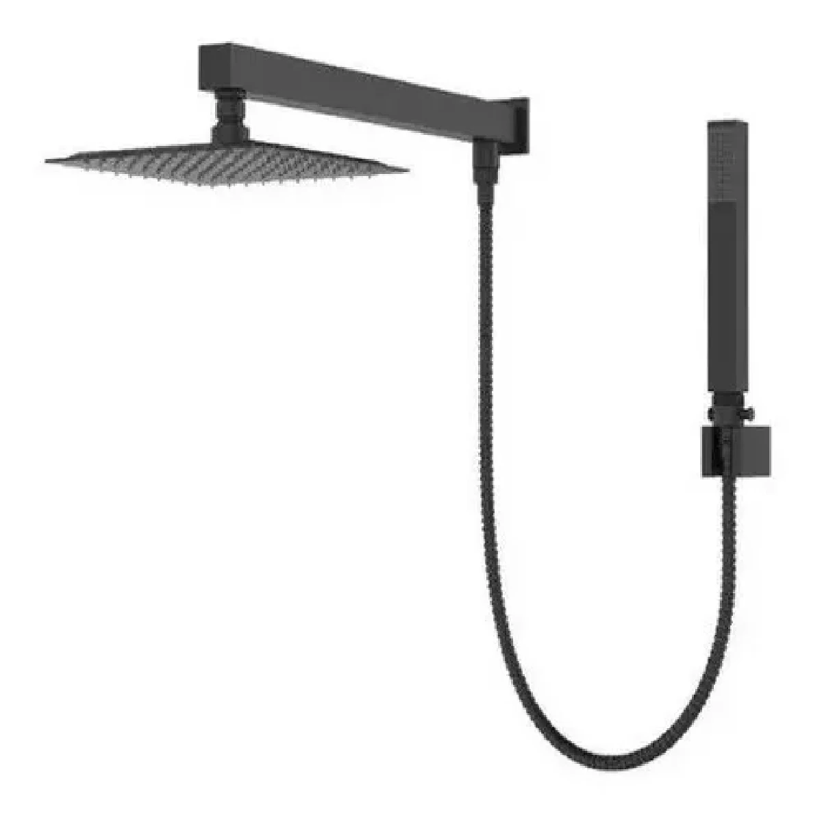 20cm Square Wall Inox Shower Kit With Full Black Matte Manual Devilator Dc-7017ap - 1