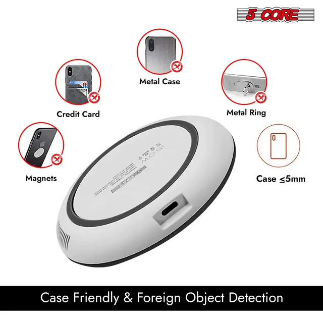 5 Core Wireless Phone Charging Pad 15W Qi-Certified Fast Charger Mat Cargador CDKW04 W - Image 2