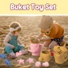 6pcs Child-Friendly Beach Sand Toy Set Silicone with Sands & Durable Bucket Colorful Perfect for Creative Outdoor Play 4
