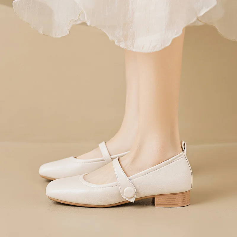 2023 spring and autumn women's low heels Korean style party and work wear Mary Jane Black Flats Ladies' casual boat shoes 41-43 2
