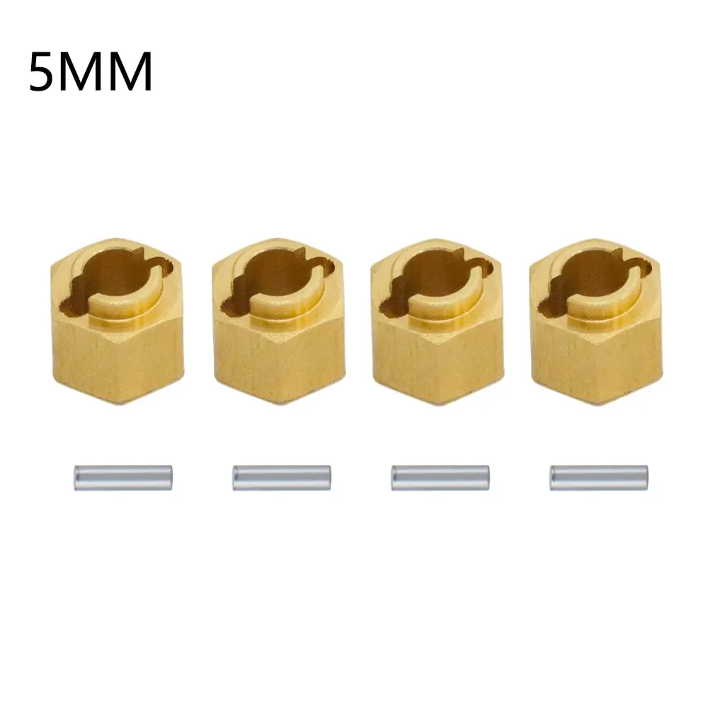 황동 휠 육각 허브 익스텐더 어댑터, TRX4M 브롱코 디펜더 1/18 RC 크롤러 자동차 모델 부품, 4mm, 5mm, 6mm, 4 개
