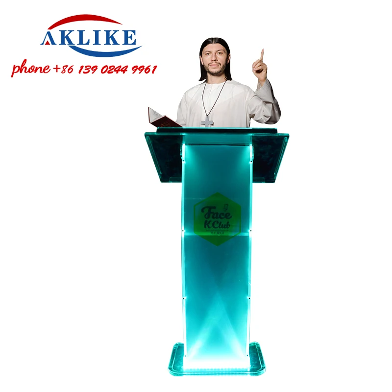 Modern Acrylic Rostrum Cheap Pulpits For Sale Led Podium Stands Clear Lectern Church Speakers