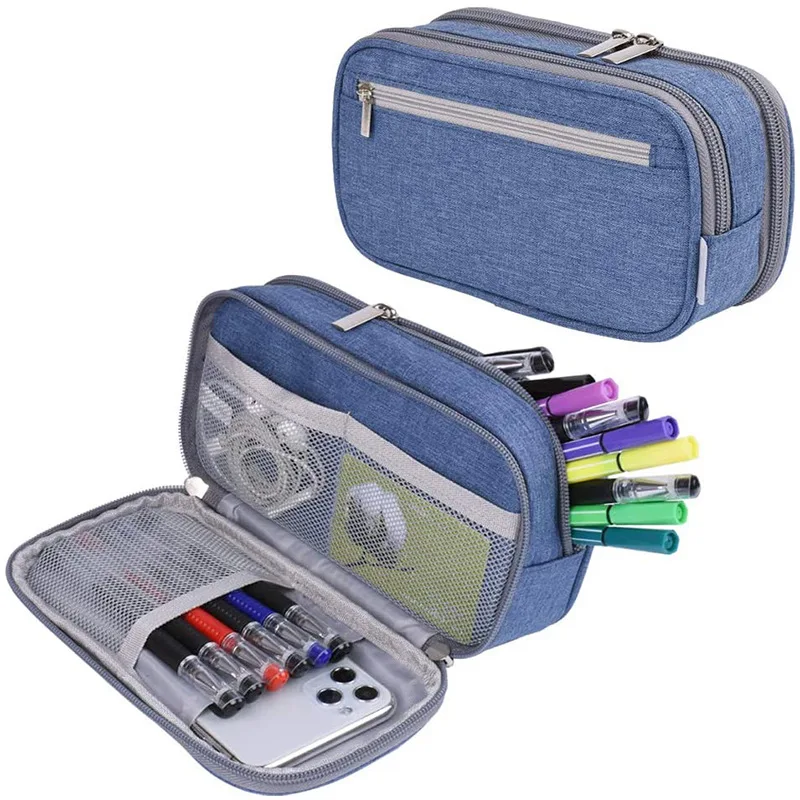 Pencil Storage Bag Big Capacity 3 Rooms for Learning Office pencil storage bag
