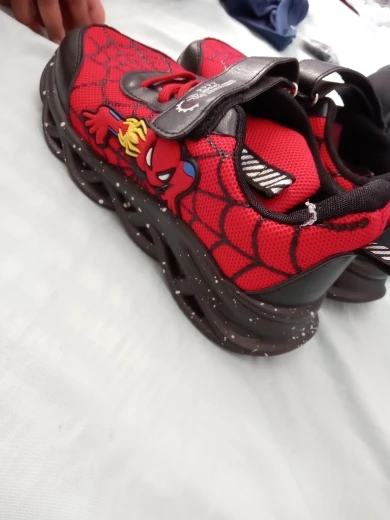 Disney LED Casual Sneakers Red Black For Spring Boys Spiderman Mesh Outdoor Shoes Children Lighted Non-slip Shoes Size 21-30