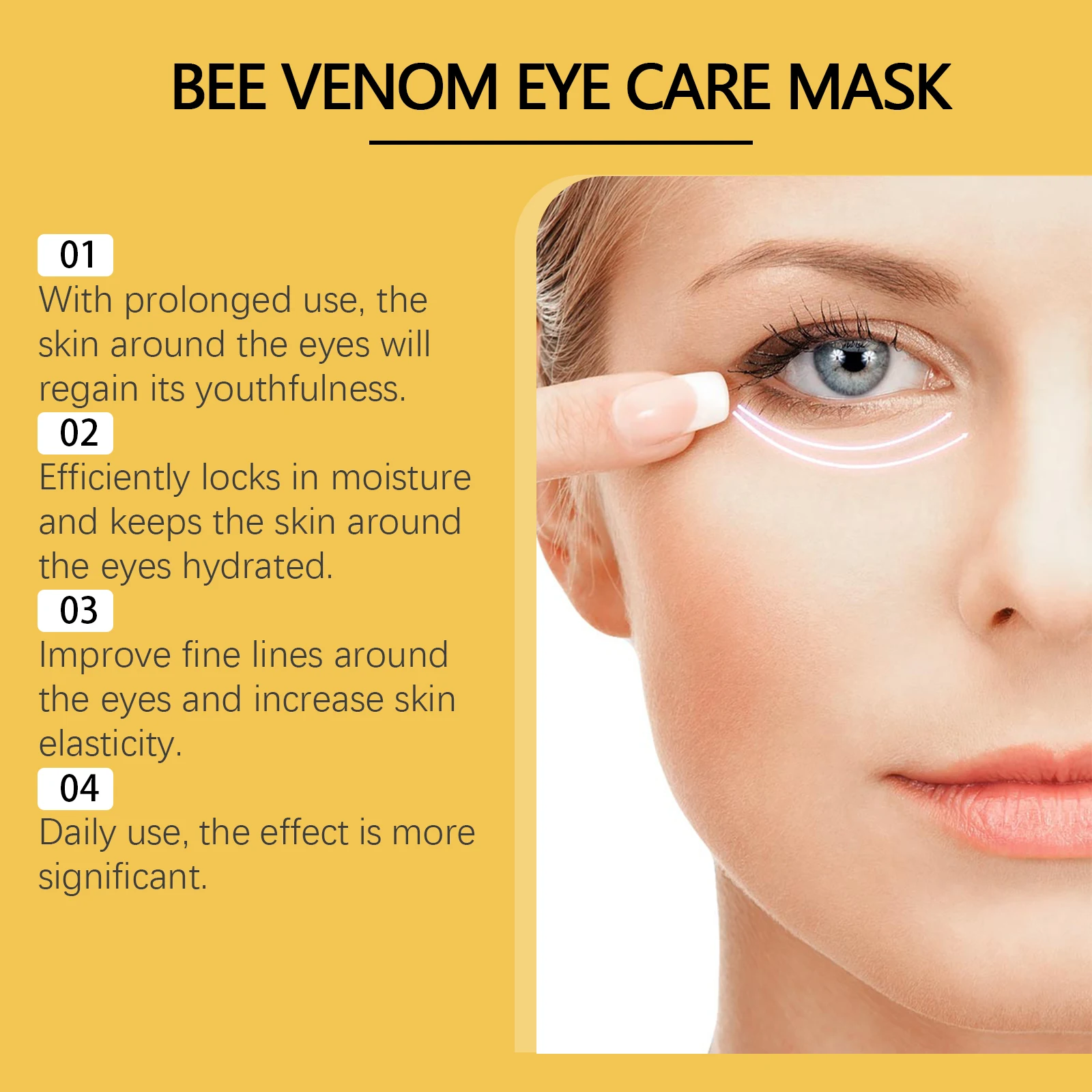 EELHOE Bee Venom Eye Patches Anti Dark Circles Puffiness Removal Eye Bag Moisturizing Firming Smooth Mask Skin Care Products collagen eye mask avocado eye mask eye mask patch microneedle eye mask rice eye mask red pomegranate eye mask eye repair product