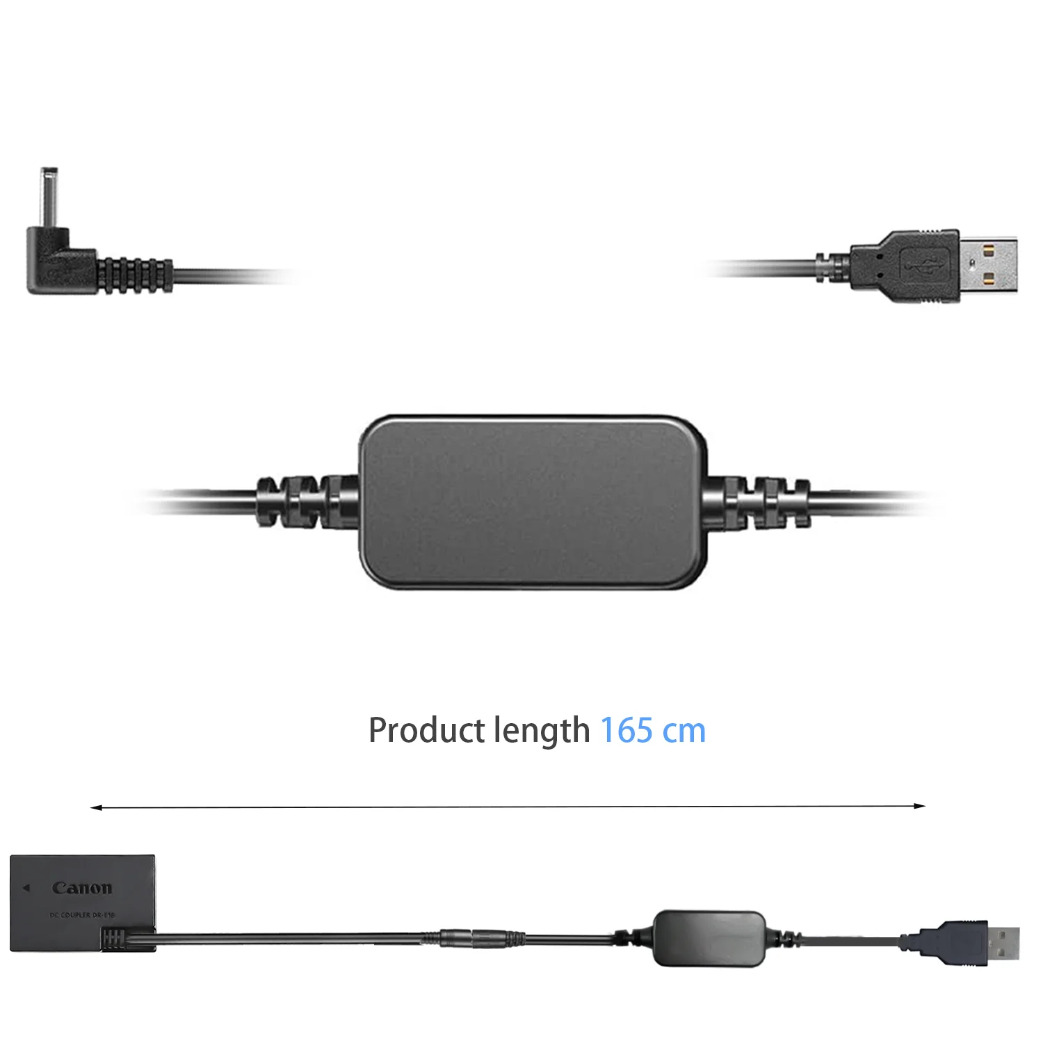 KUTOU Charger DR-E18 Dummy Battery USB Power Cable Kit Replacement ACK-E18 AC Adapter For Canon Rebel T7i SL2 EOS 200D 750D