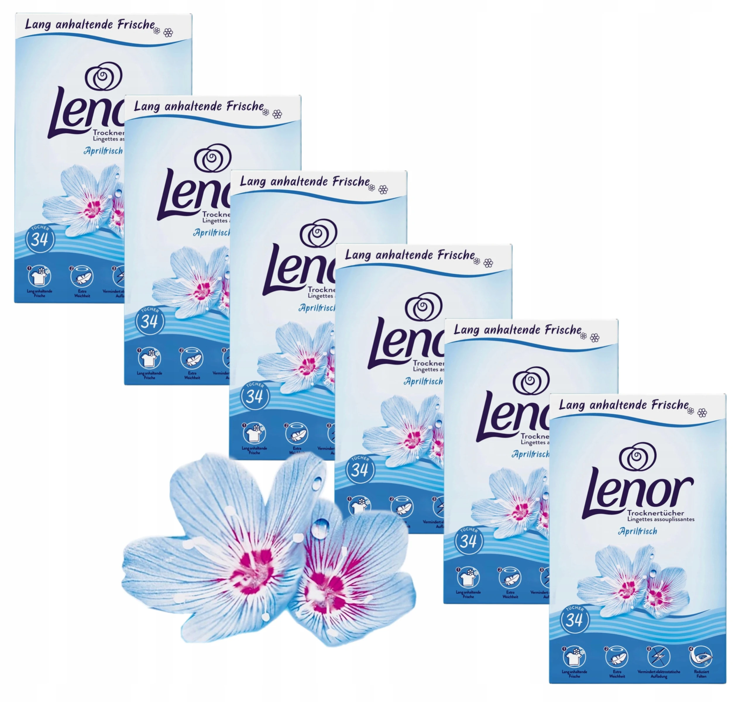 LENOR Chusteczki zapachowe do prania AprilFrisch 6x34szt z Polski za $19.03 / ~72zł