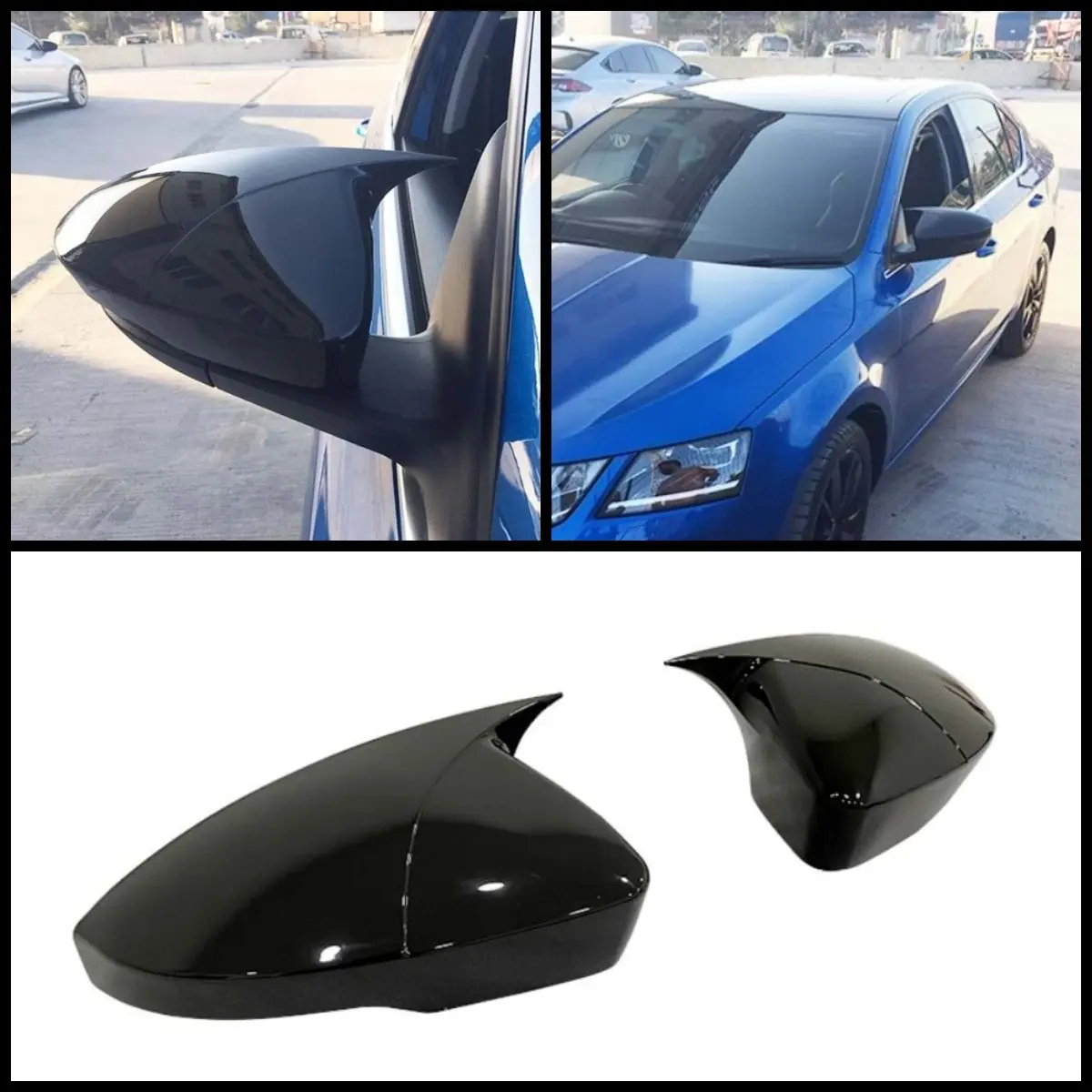 

2 Pieces Rearview Mirror Cover For Skoda Octavia MK3 2013-2020 Side Wing RearView Mirror Case Cover Glossy Black Car Shields