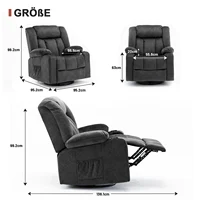 Кресло COMHOMA Relax, кресло для телевизора, кресло для отдыха с регулировкой 90 ° -160 °   выдвижная подставка для ног с двумя подстаканниками — изображение 5