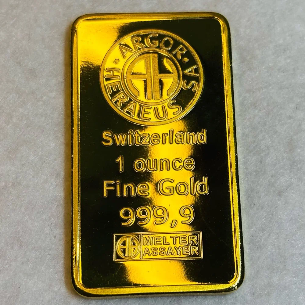 1 oz Schweizer Argor-Heraeus Goldbarren, 24 Karat vergoldet, ohne Münze, unabhängige Seriennummer, Geschäftsgeschenkkollektion