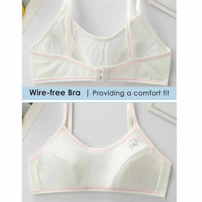 4Pcs Girls Training Bras Cotton Underwear Back Buckle Design Bralette Adolescent Comprehensive Breathable Teen Girl Sports Tops