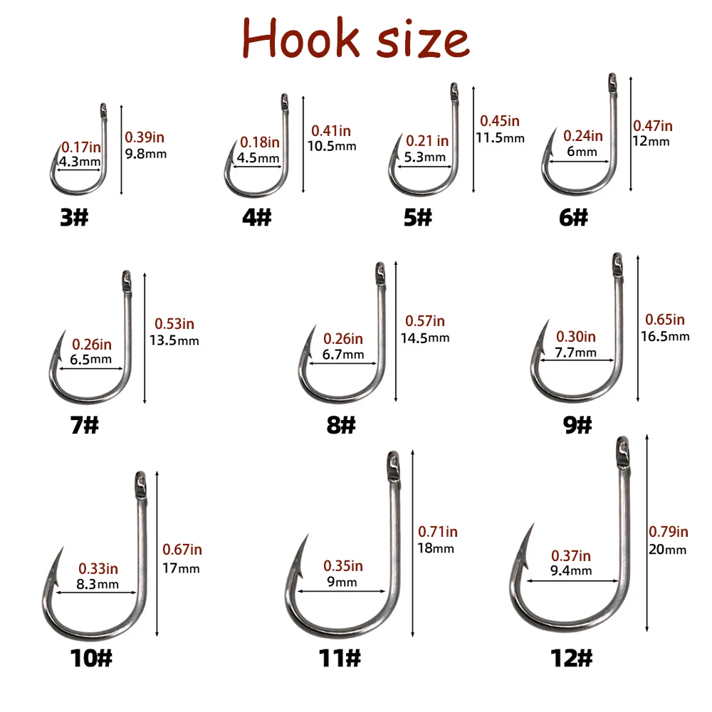 Description Picture 3 of item1000PCS With Box Fish Hook Set High Carbon Steel All for Fishing Tools Hirisi Carp Fishing Sets Accessories Hooks Goods Items