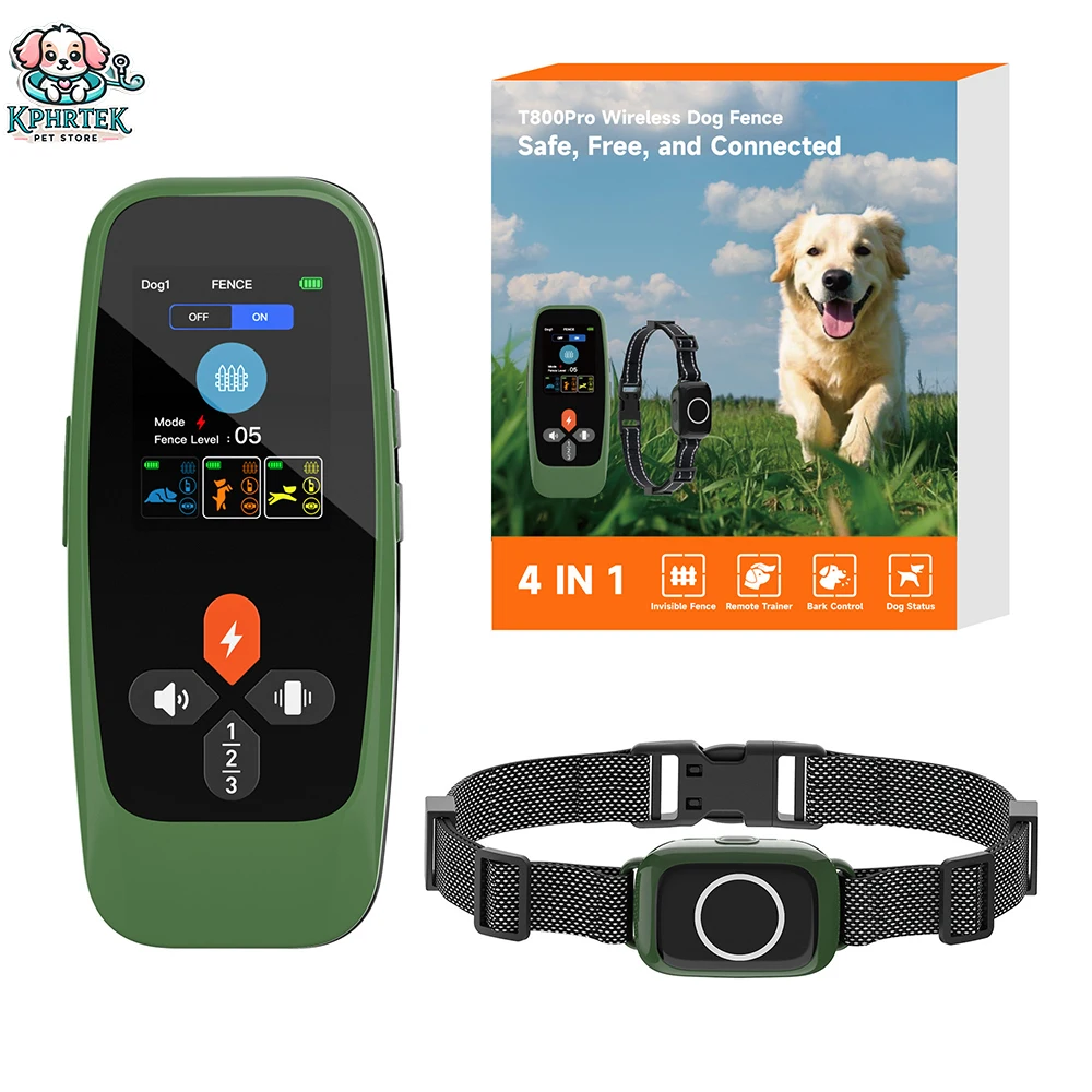 For 1 Dog Smart Dog Training Collar with Wireless Fence, Bark Control, Vibration & Shock, Color Screen Remote 1000m Range BNF 1