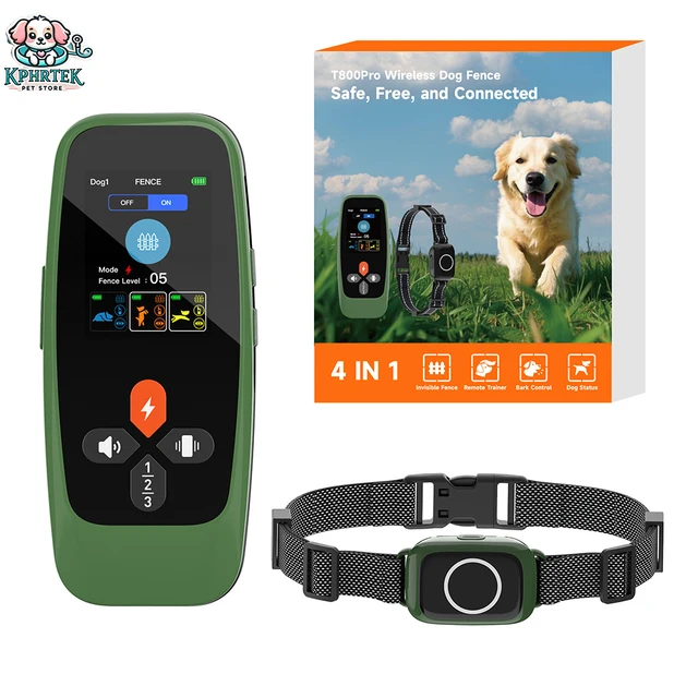 For 1 Dog Smart Dog Training Collar with Wireless Fence, Bark Control, Vibration & Shock, Color Screen Remote 1000m Range BNF 1