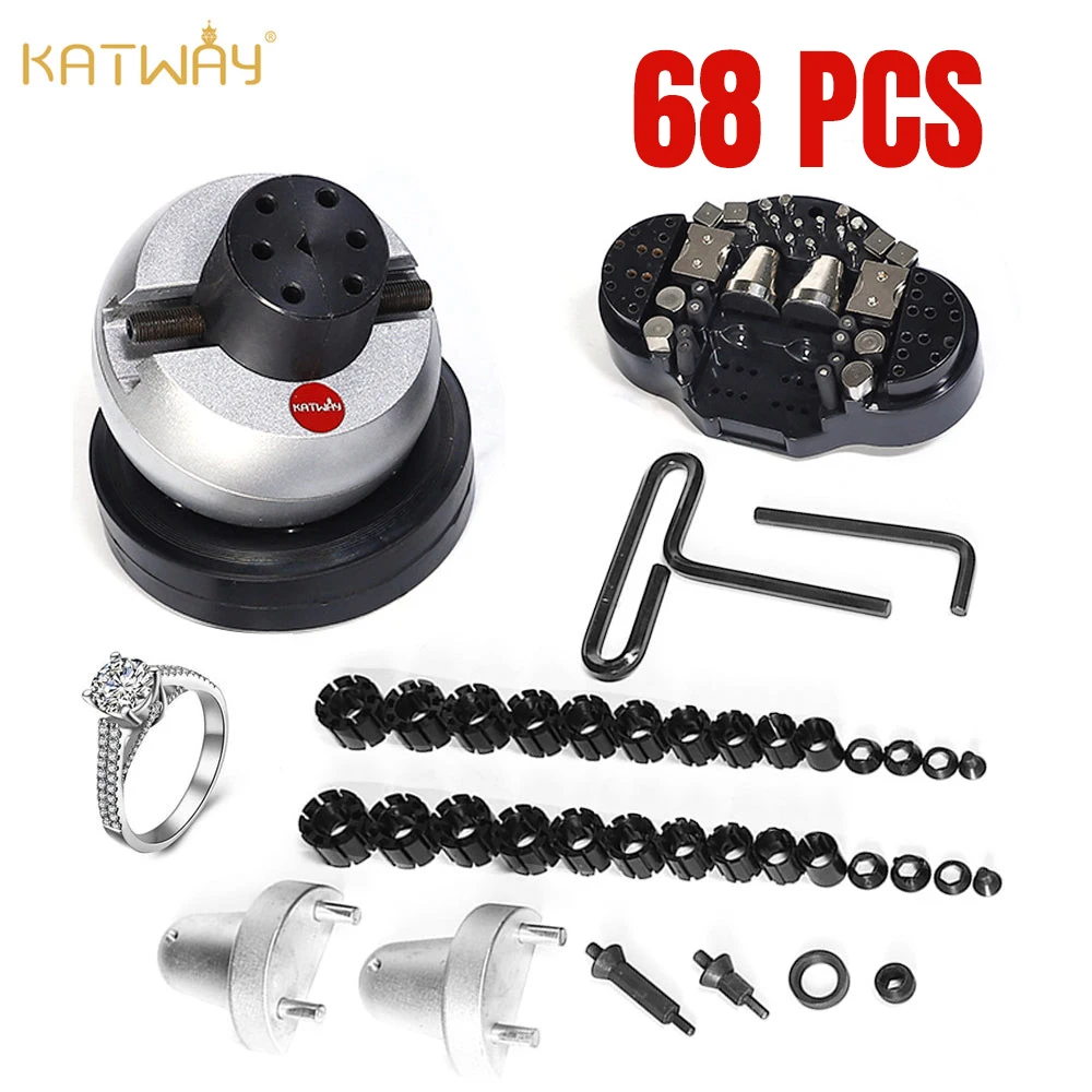 KATWAY 큰 보석 조각 바이스 볼 블록, 보석상 압착 링, 핸드 메탈 작업용 마이크로 표준 세트, HH-A03C, 68 개, 10kg