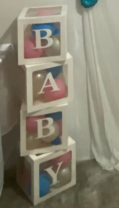 Baby Letter Boxes with Balloons - Party Decor for Birthdays and Showers photo review