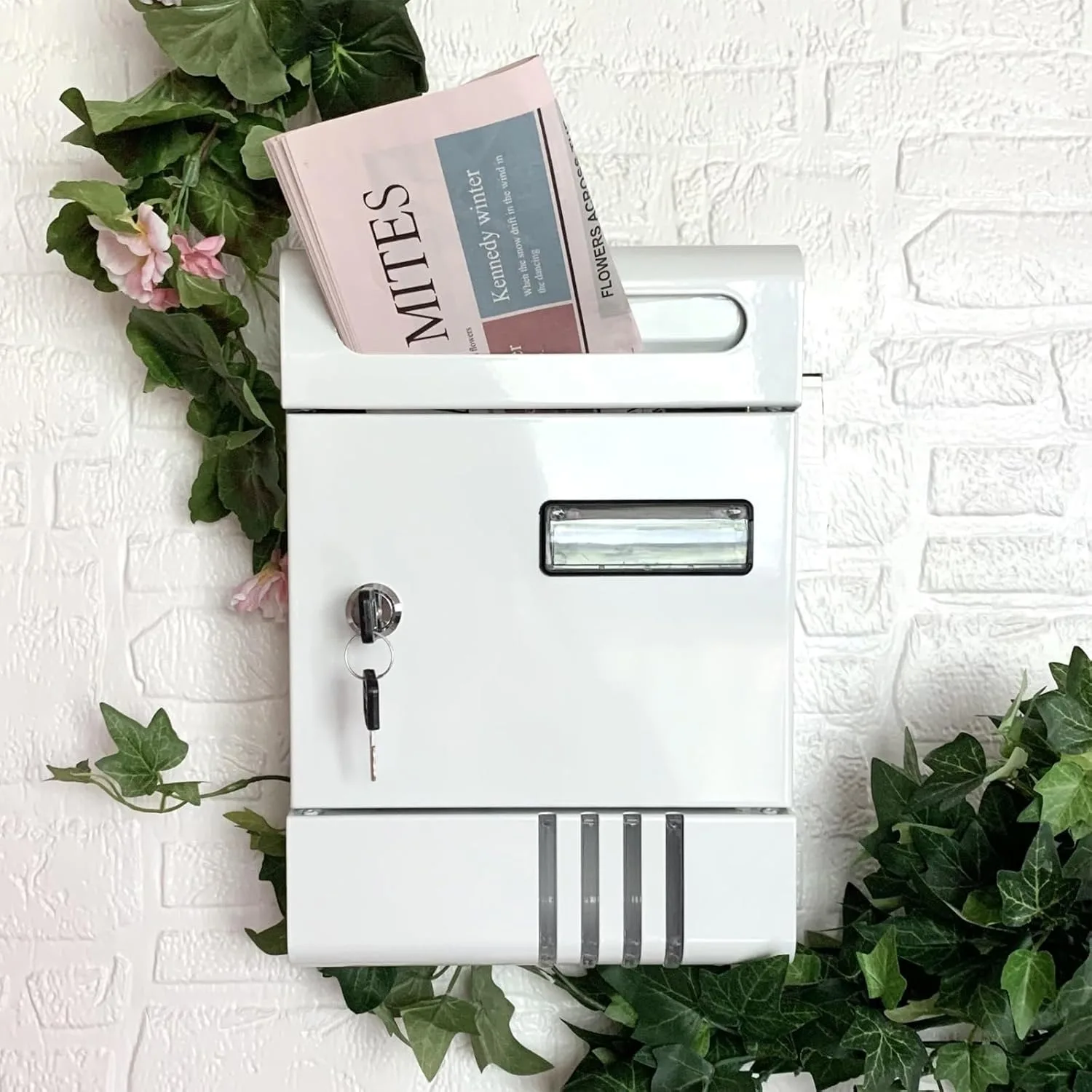Wall Mount Mailbox Metal Delivery Box Lockable Commercial Windproof with 2 Keys Outdoor Postbox Letterbox for Gate Home