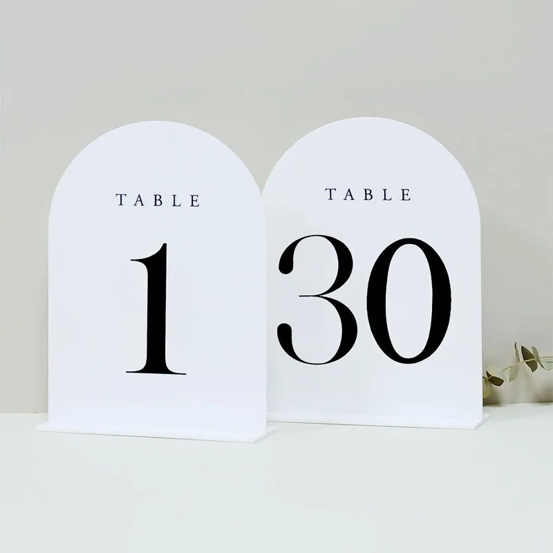 White Arch Acrylic Table Numbers with Stand Wedding Table Numbers and Holder for Centerpiece Event Wedding Reception