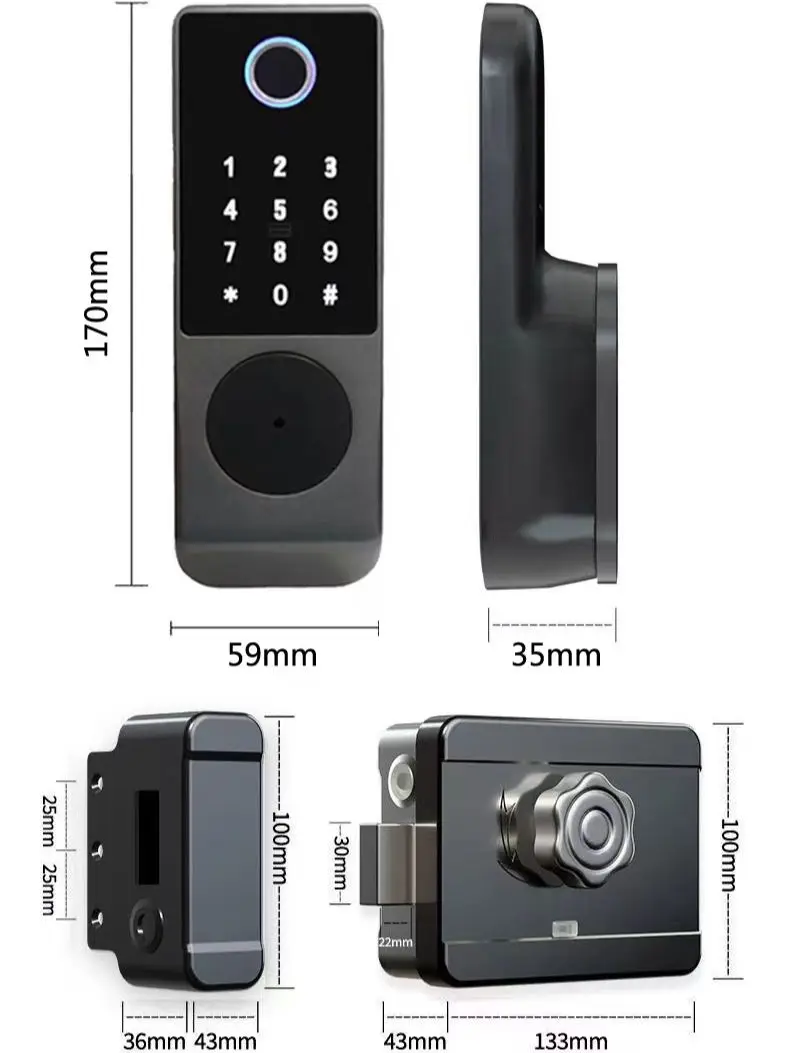

Venda quente S812-4 Impermeável Tuya Wifi APP Biométrico Cartão de Impressão Digital Senha Chave Smart Home Door Lock