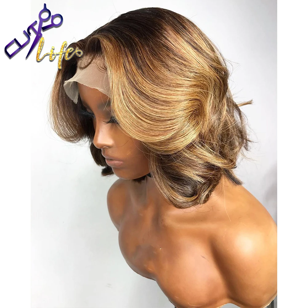 Human Hair Wig Lace Front Wigs Body Wave Highlight Short Bob Wigs 4x4 Bob Wig Lace Closure Wig Human Hair 13x4 Lace Frontal Wigs For Women Preplucked