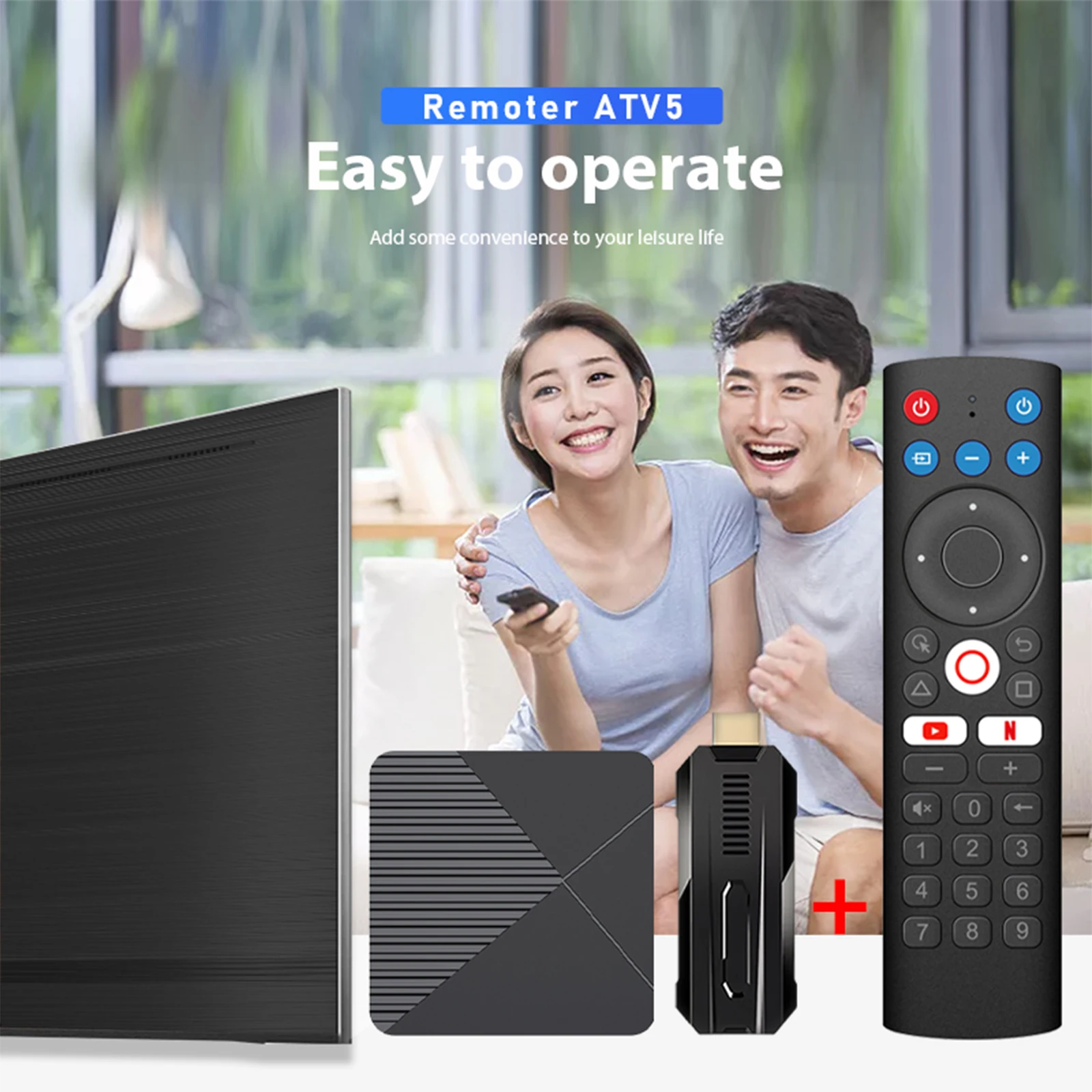 박스풋 리모터 ATV5 BT 음성 리모컨, IR 학습 기능 탑재, iATV R3 TV 스틱 및 iATV R5 TV 박스 전용 리모컨