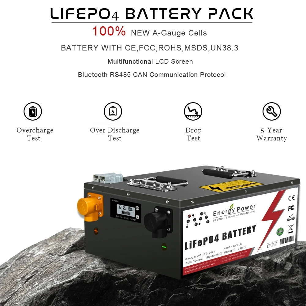 New 24V 100Ah 200Ah 300AH LiFePO4 Battery Pack Built-in Bluetooth BMS  Lithium Iron Phosphate For Solar RV Home Storage Boat - AliExpress