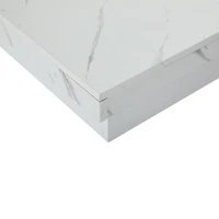 Table basse carrée moderne blanche avec finition effet marbre, 90 x 90 x 25 cm – Quatre tiroirs, plateau coulissant, robuste 6