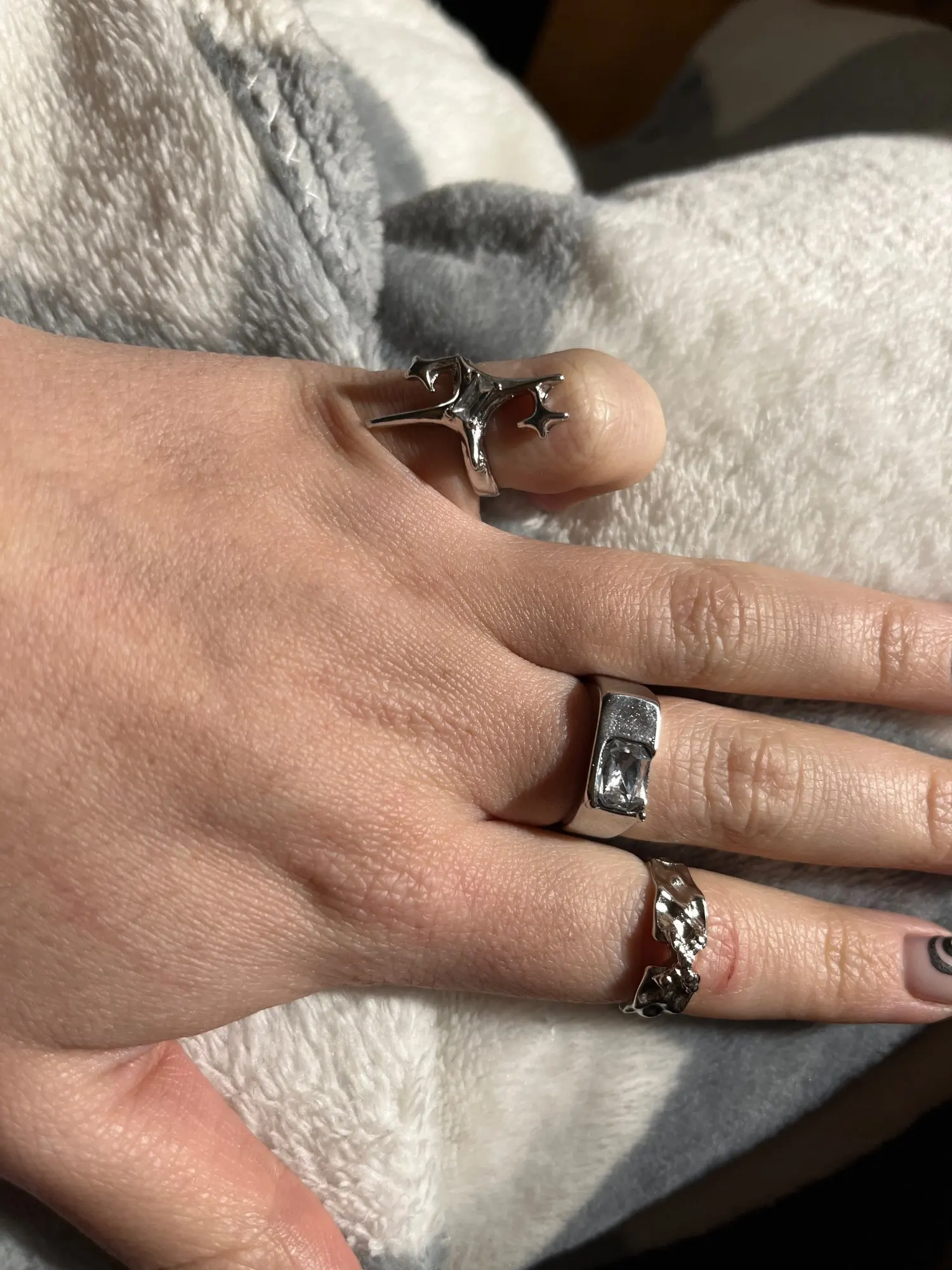Vintage Irregular Cross Star Open Ring for Women Men Punk Gothic Sliver Color Adjustable Couple Rings Y2K Egirl Jewelry Gift photo review