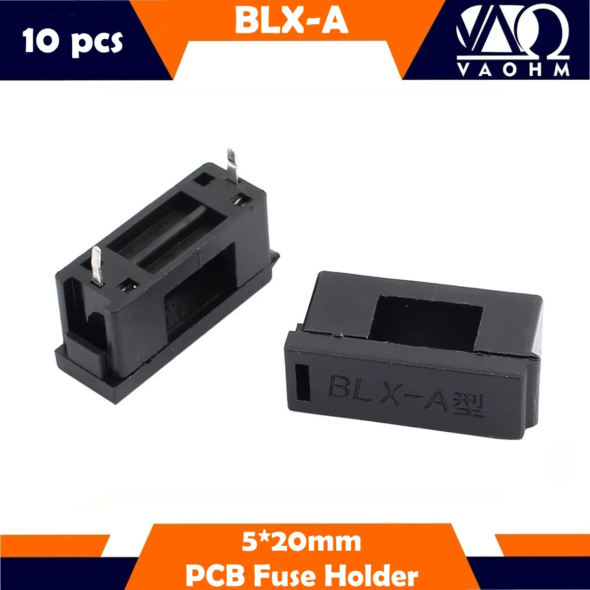 BLX-A 5x20mm Black Plastic Glass Ceramic Fuse Holder PCB Mount Insurance Socket With Cover 10PCS