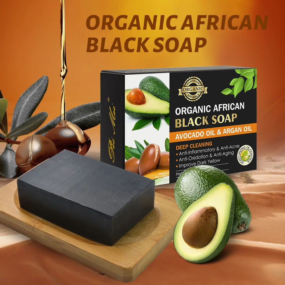 Natural organic african black handmade soap avocado argan oil body and face soap deep cleaning handmade