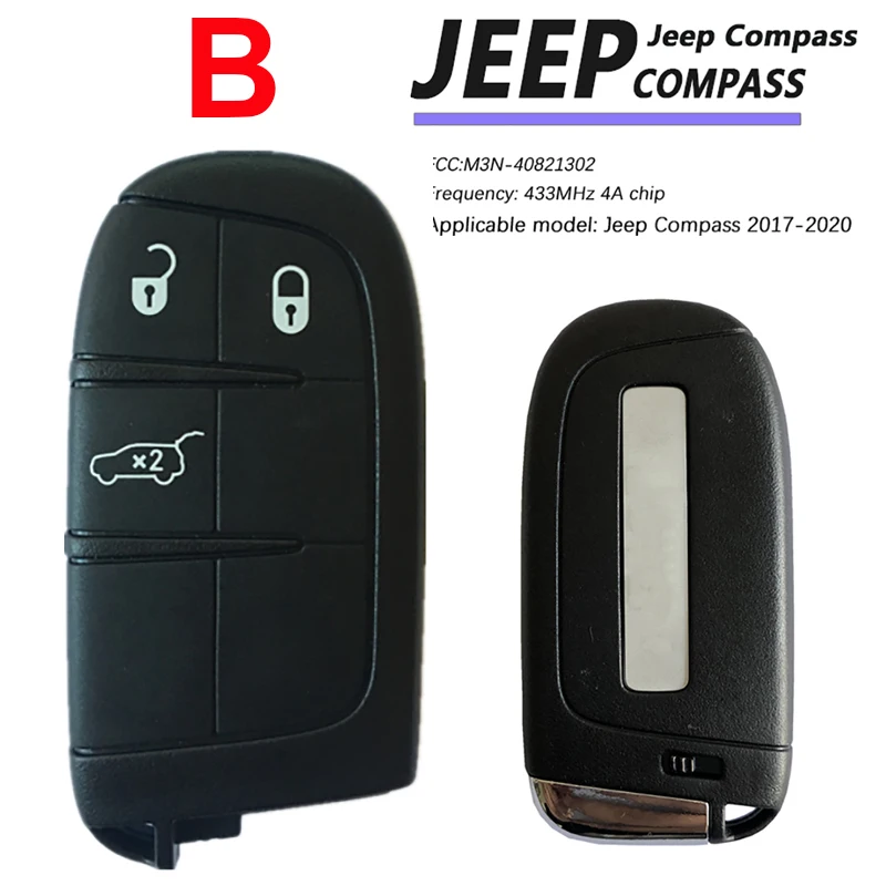For Jeep Compass 2017 2020 Remote Key M3N 40821302 With 4A Chip 433mhz