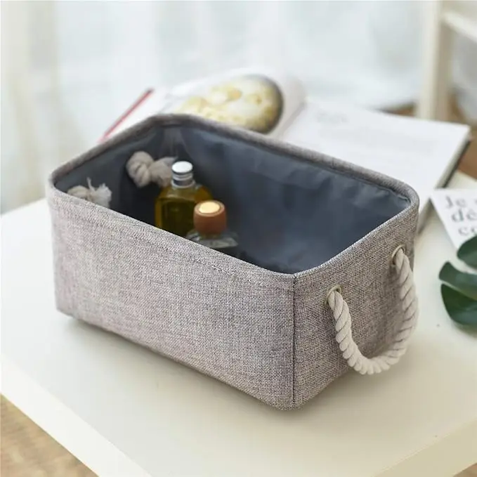 Fabric storage bins, medium, grey. Ideal for shelves, closets, or book organization, offering stylish and functional storage 4