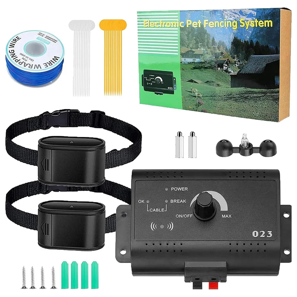 Electric Pet Fence Collars for Stubborn Dogs In-ground/Aboveground Pet Boundary Containment System Covers up to 1/2 Acre
