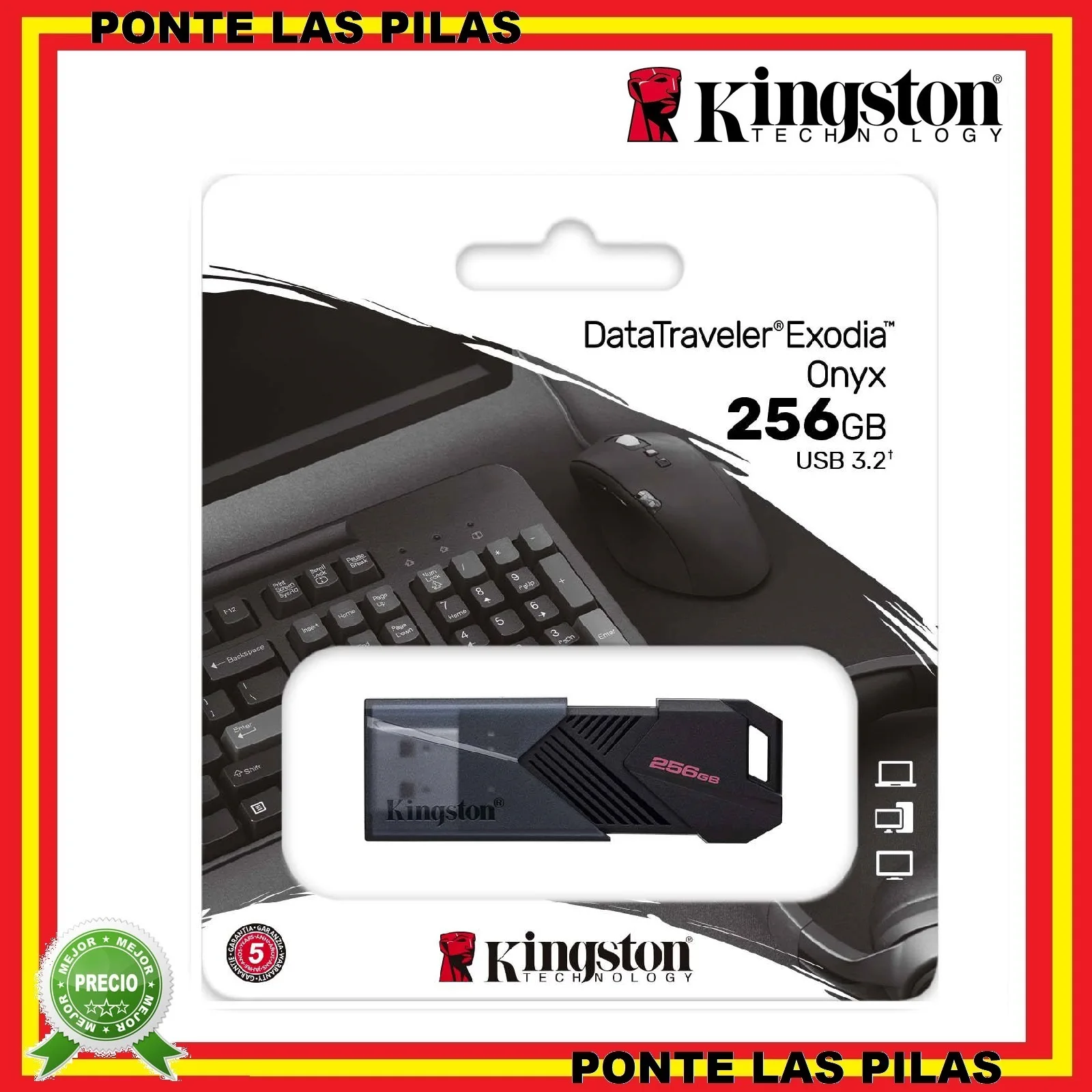 Kingston Pendrive 256Gb Usb 3.2 Exodia Onyx Datatraveler-Originale Flash Drive Storage Pc Portatile