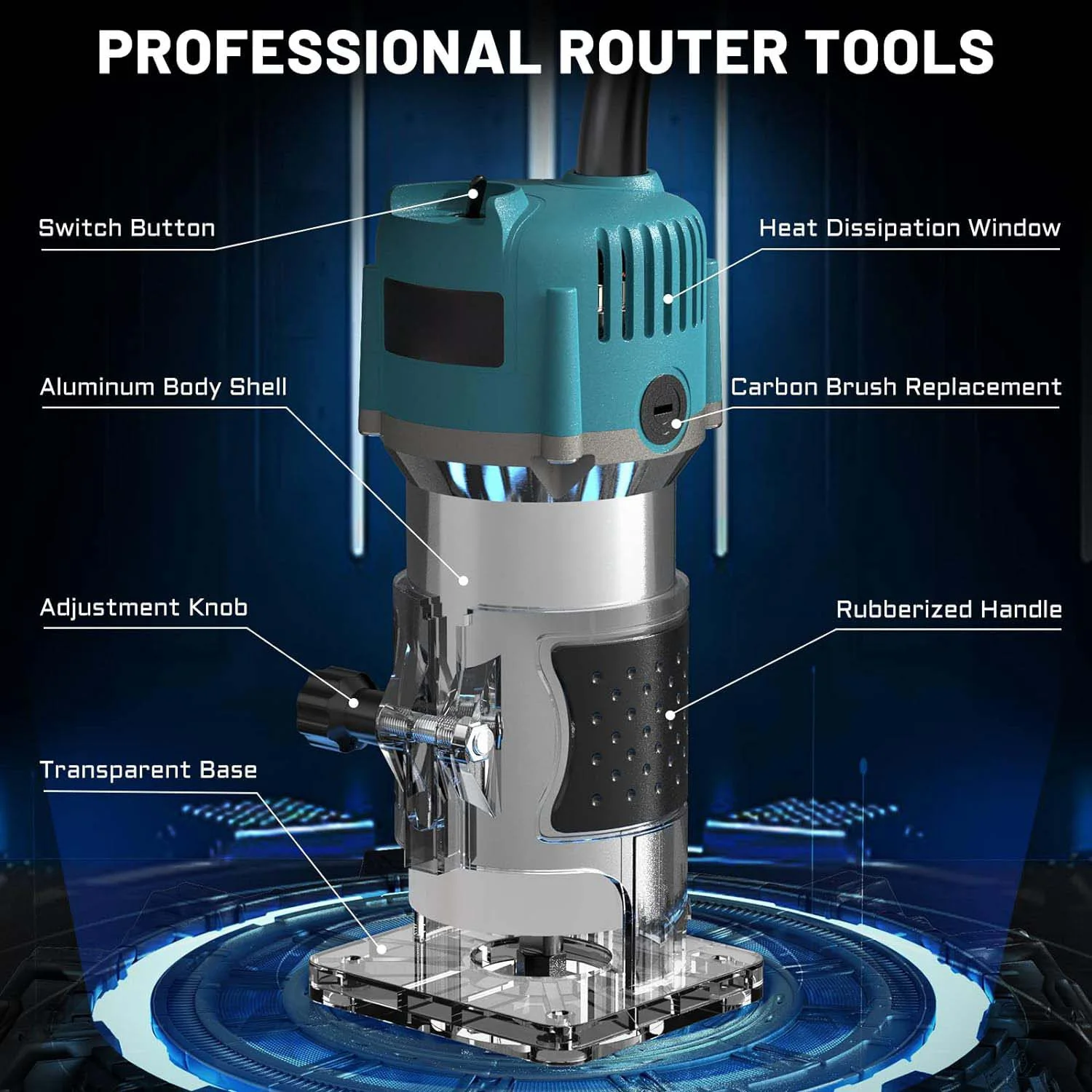 Close-up of the trimmer base showing visibility and stability