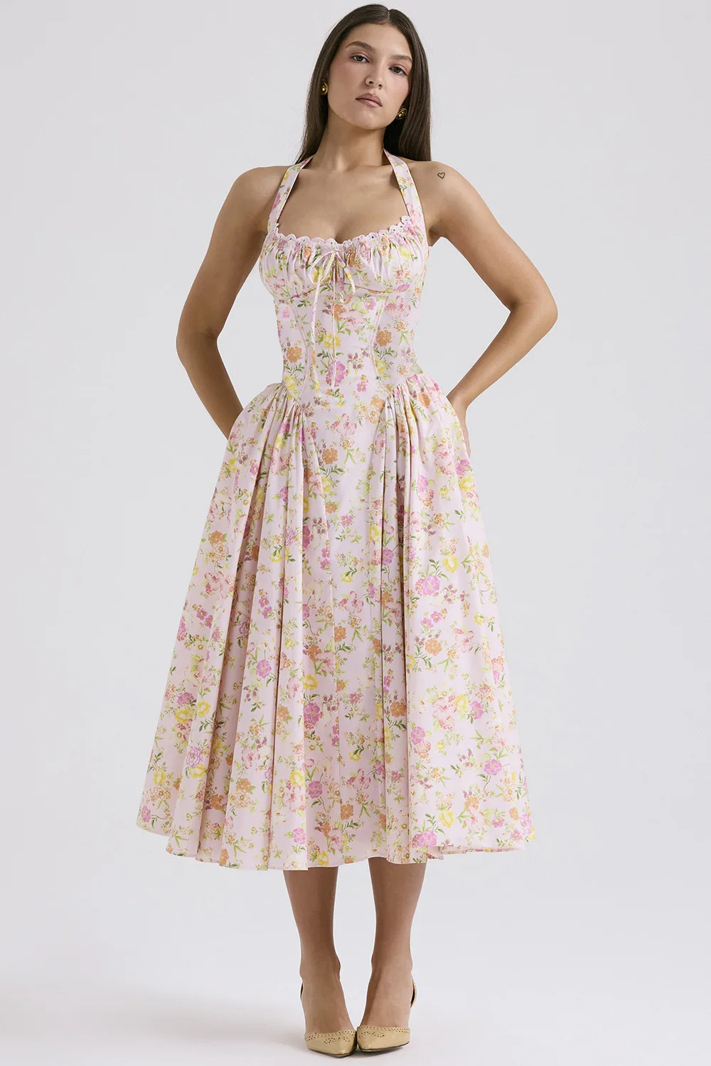 Elegant Floral Print Midi Sun Dress Vintage Corset High Waist Black Red  Pink Blue Dresses Holiday 2025 Summer New Sundresses Y2K - AliExpress  200000345