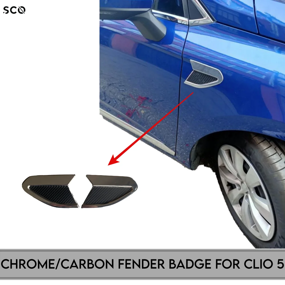 Adesivo Parafango Cromato Per Clio 5 Accessorio Esterno In Acciaio Inossidabile-Carbonio Modifica Sintonizzazione Look Sportivo Per Clio 5 2019-2020-2