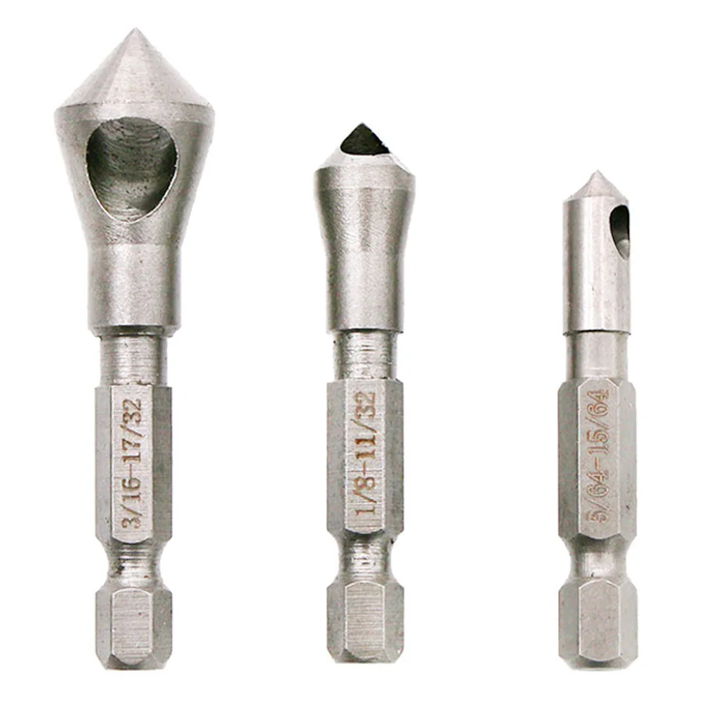 STONEGO 3 Stück 90 Grad Senker-Bit, Entgratungsbohrer, Gewindebohrer, Lochschneider, Handwerkzeuge, Holz, weiches Metall, Kunststoff, Fase – Detail 3