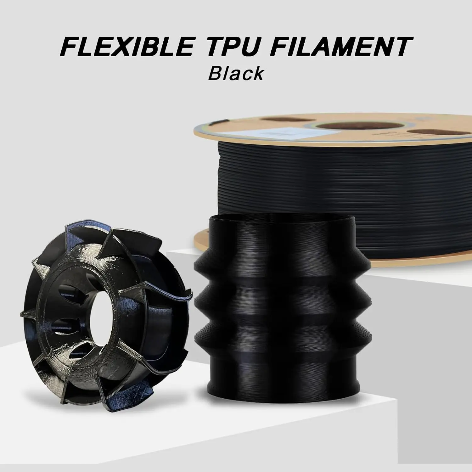 TPU 필라멘트 1.75mm 검정색 250G, 쇼어 경도 95A의 유연한 3D 프린터 필라멘트, 강한 탄성, 내마모성