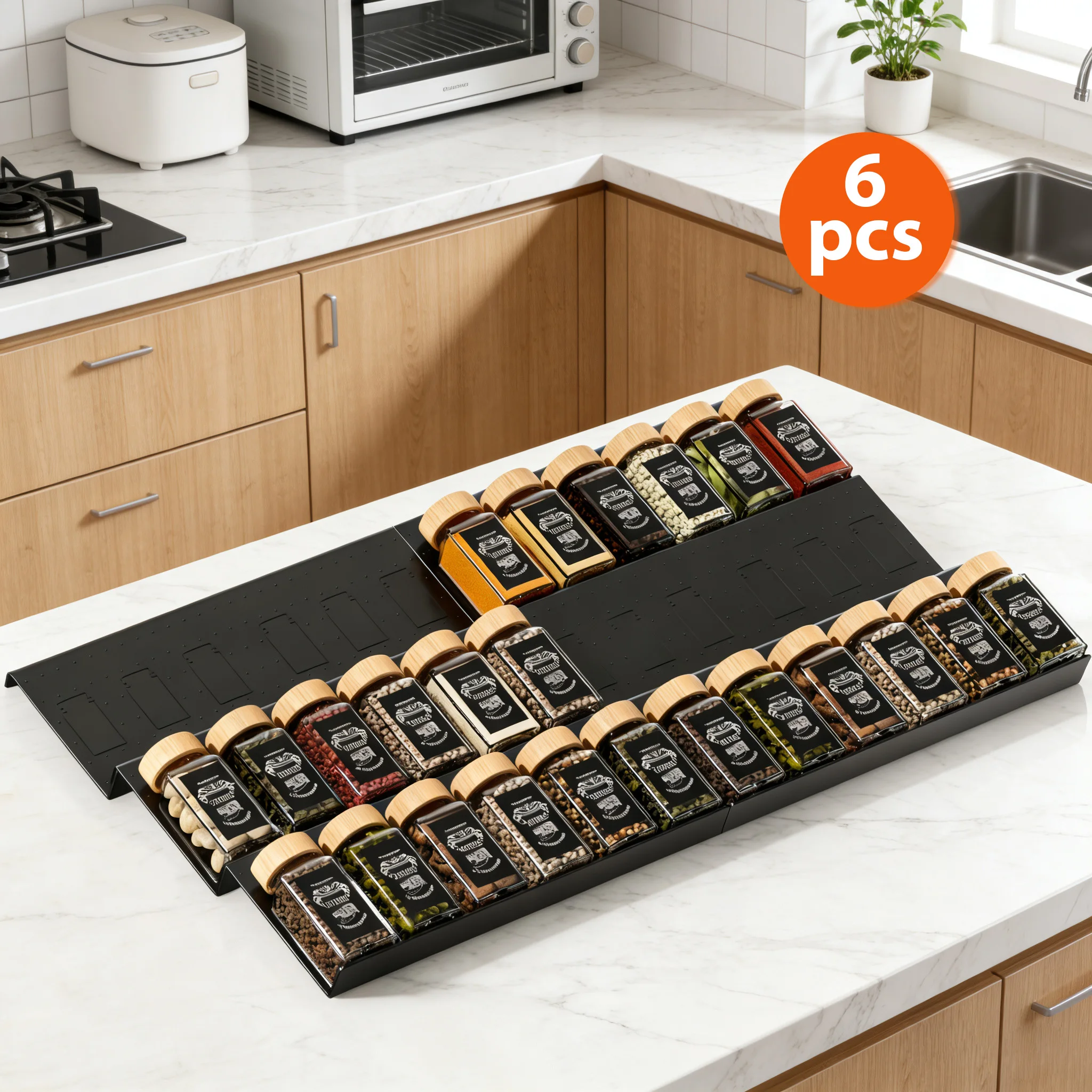 3 Tier Spice Rack Drawers for 36 Spice Bottles, Spice Organiser for ...
