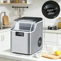 Machine à glaçons automatique 20 kg/24h compacte avec réservoir d'eau de 3,2 L, minuterie et auto-nettoyage, silencieuse 48 dB, pour fêtes, maison mobile, bar, en acier inoxydable, argent, 25,2x36x37,1 cm 3