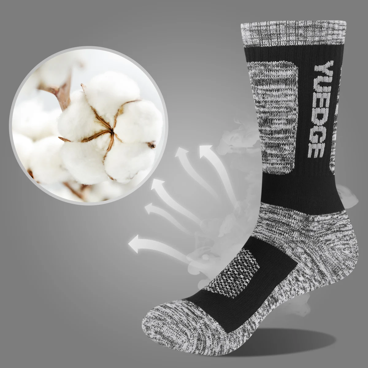 Mens Moisture Wicking Cushioned Thick Sports Athletic Crew Socks Mid Calf Walking Hiking Socks for Men Size 37-44/44-46EU YUEDGE mens socks