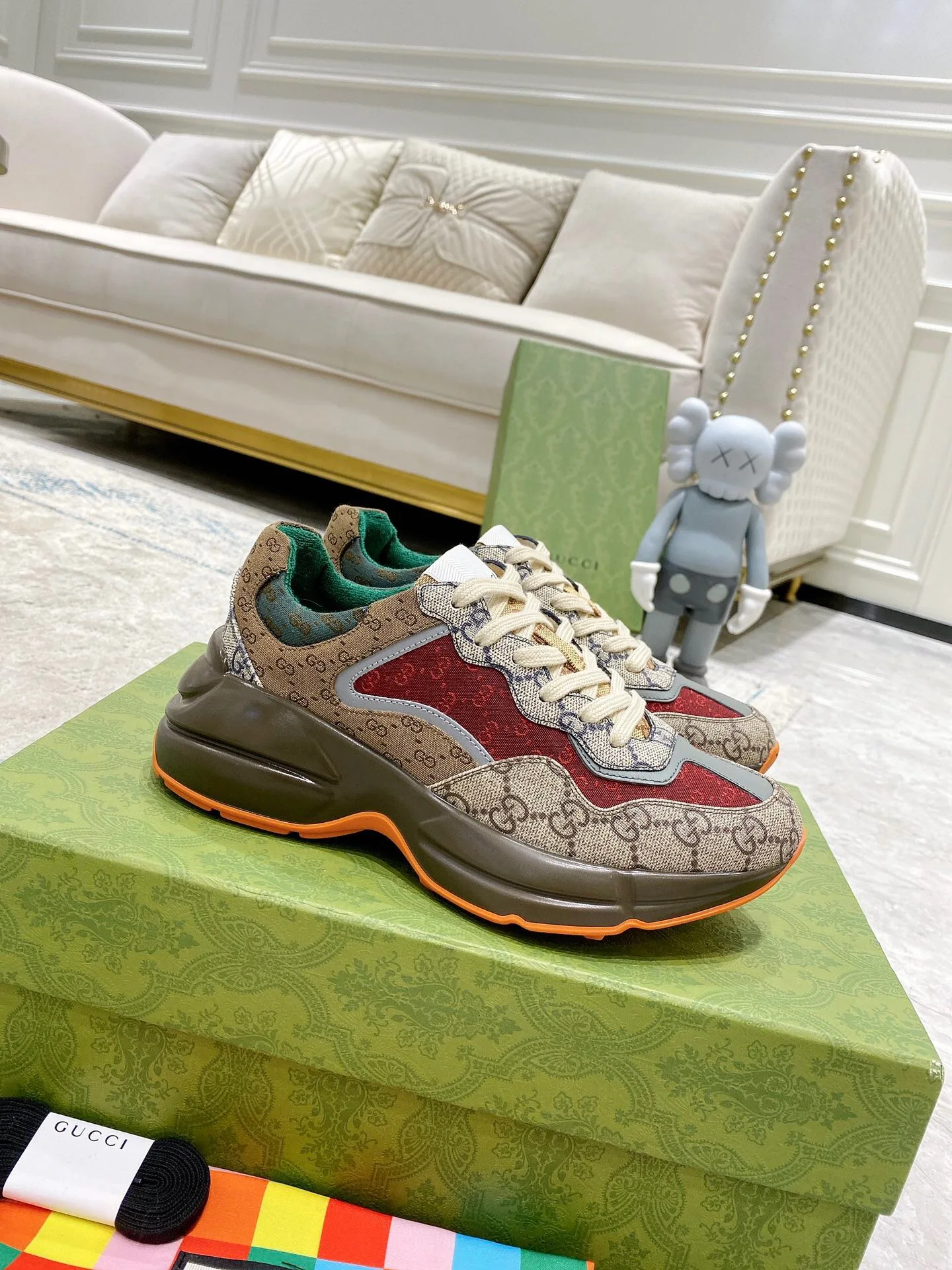 GUCCl Gucci Rhyton series double G trend versatile low top