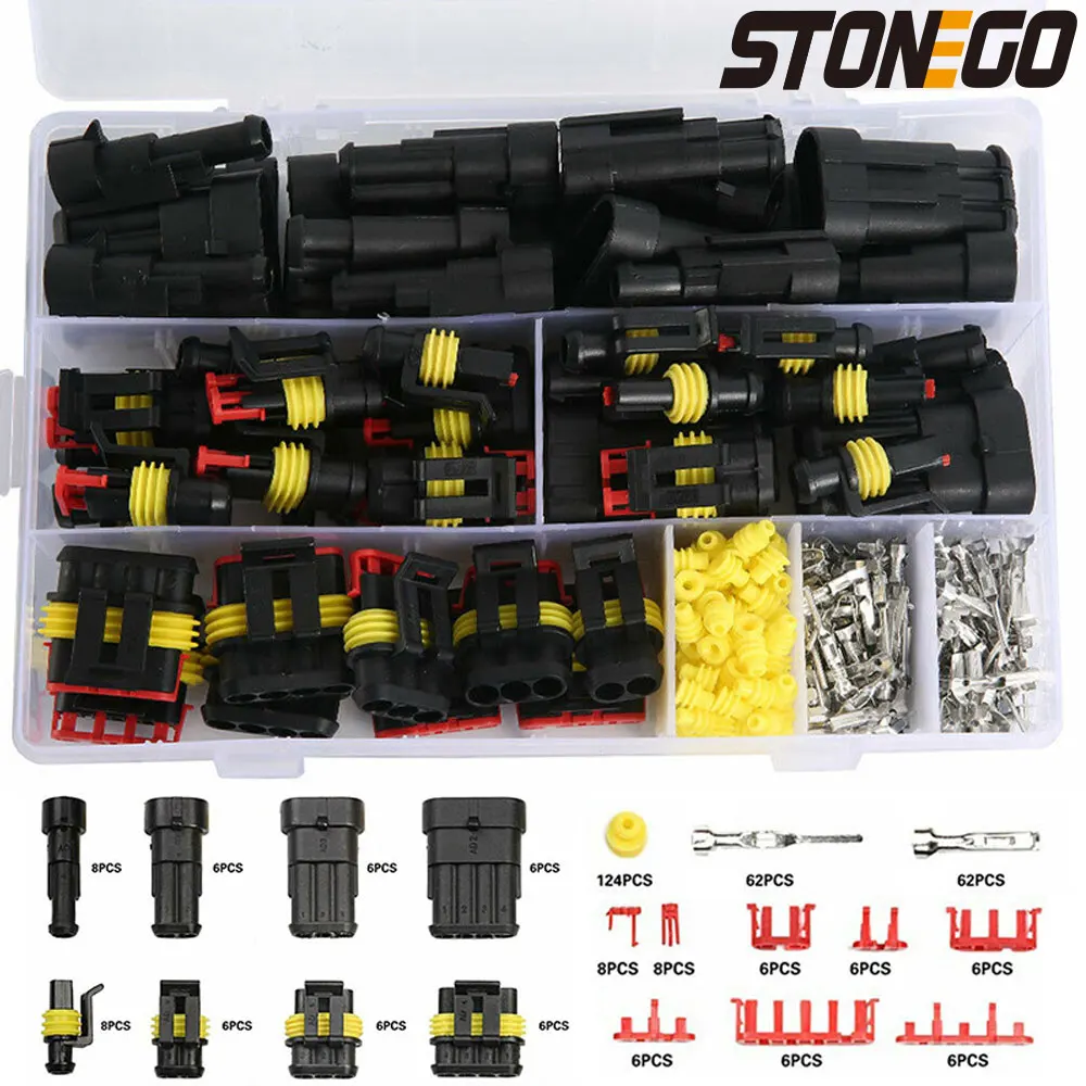 STONEGO 240/352Pcs Car Waterproof Connector Kit HID Xenon Lamp Harness
