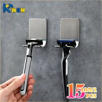 1-15PCS No-Punch Razor Holder Adhesive Razor Storage Hook Bathroom Razor Waterproof Wall Hook Bathroom Shelf Razor Holder 1